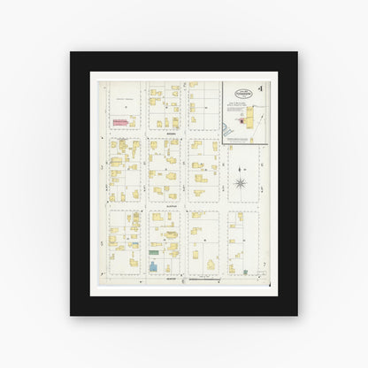 Old map wall art mockup — black gallery frame with white mat — Sanborn Fire Insurance Map from Fernandina, Nassau County, Florida (1903), Sheet #0004