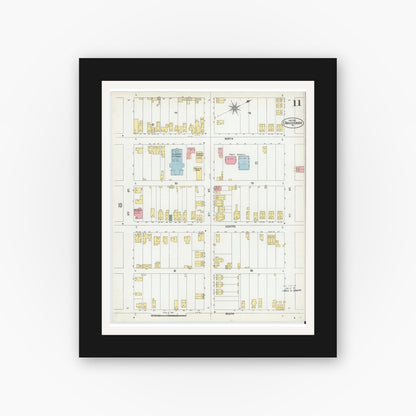 Old map wall art mockup — black gallery frame with white mat — Sanborn Fire Insurance Map from Mauch Chunk, Carbon County, Pennsylvania (1902), Sheet #0011