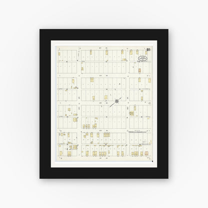 Old map wall art mockup — black gallery frame with white mat — Sanborn Fire Insurance Map from Juniata, Blair County, Pennsylvania (1910), Sheet #0010