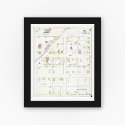 Old map wall art mockup — black gallery frame with white mat — Sanborn Fire Insurance Map from Genoa, Ottawa County, Ohio (1904), Sheet #0003