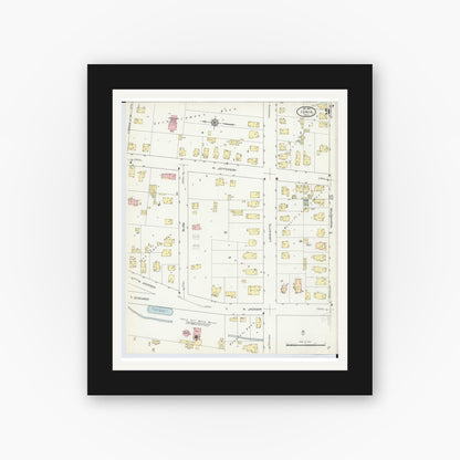 Old map wall art mockup — black gallery frame with white mat — Sanborn Fire Insurance Map from Ionia, Ionia County, Michigan (1914), Sheet #0009