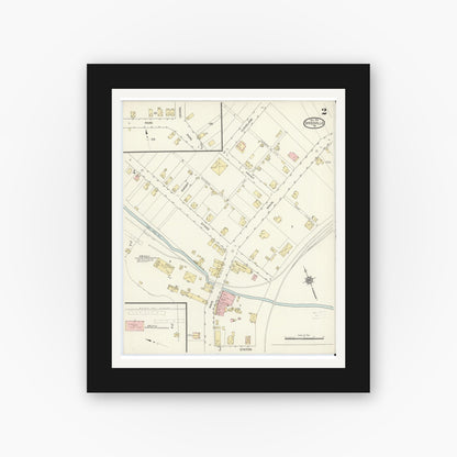Old map wall art mockup — black gallery frame with white mat — Sanborn Fire Insurance Map from Sykesville, Jefferson County, Pennsylvania (1914), Sheet #0002