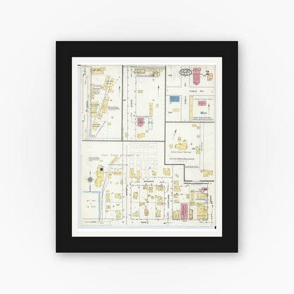 Old map wall art mockup — black gallery frame with white mat — Sanborn Fire Insurance Map from Hart, Oceana County, Michigan (1920), Sheet #0002