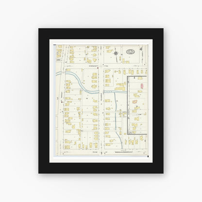 Old map wall art mockup — black gallery frame with white mat — Sanborn Fire Insurance Map from Galion, Crawford County, Ohio (1913), Sheet #0004
