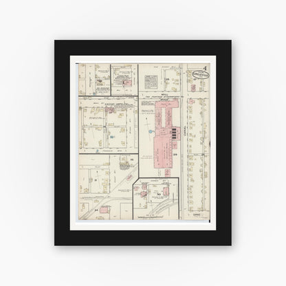 Old map wall art mockup — black gallery frame with white mat — Sanborn Fire Insurance Map from Circleville, Pickaway County, Ohio (1884), Sheet #0004