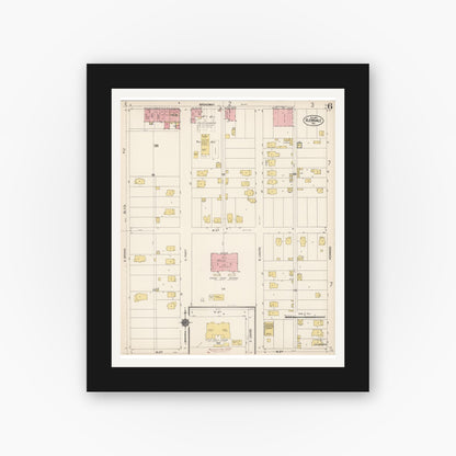 Old map wall art mockup — black gallery frame with white mat — Sanborn Fire Insurance Map from Glendale, Los Angeles County, California (1912), Sheet #0006
