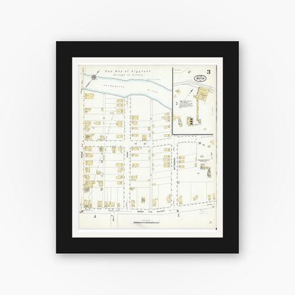 Old map wall art mockup — black gallery frame with white mat — Sanborn Fire Insurance Map from Winton, Lackawanna County, Pennsylvania (1912), Sheet #0003
