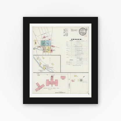 Old map wall art mockup — black gallery frame with white mat — Sanborn Fire Insurance Map from Shippensburg, Cumberland And Franklin Counties, Pennsylvania (1894) - Complete Map Set