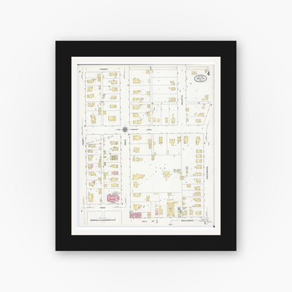 Old map wall art mockup — black gallery frame with white mat — Sanborn Fire Insurance Map from Delta, Fulton County, Ohio (1910), Sheet #0004