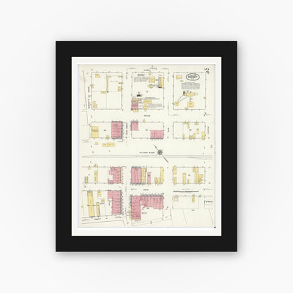Old map wall art mockup — black gallery frame with white mat — Sanborn Fire Insurance Map from Forney, Kaufman County, Texas (1919), Sheet #0002