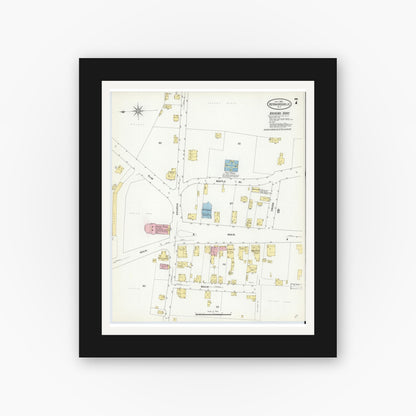 Old map wall art mockup — black gallery frame with white mat — Sanborn Fire Insurance Map from Bernardsville, Somerset County, New Jersey (1909), Sheet #0007