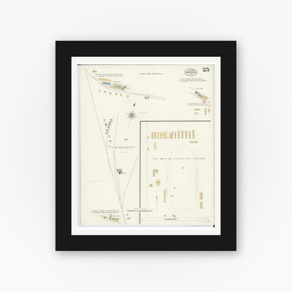 Old map wall art mockup — black gallery frame with white mat — Sanborn Fire Insurance Map from Marion, Marion County, Ohio (1908), Sheet #0025