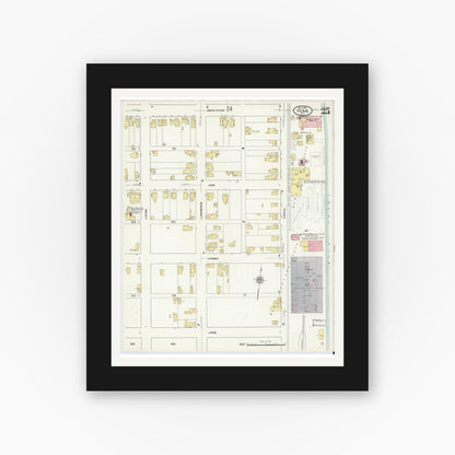 Old map wall art mockup — black gallery frame with white mat — Sanborn Fire Insurance Map from Rome, Oneida County, New York (1909), Sheet #0025