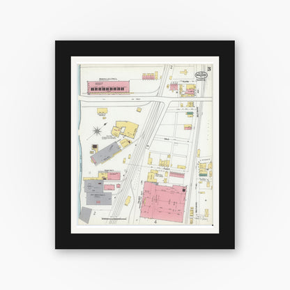 Old map wall art mockup — black gallery frame with white mat — Sanborn Fire Insurance Map from Braddock, Allegheny County, Pennsylvania (1901), Sheet #0003
