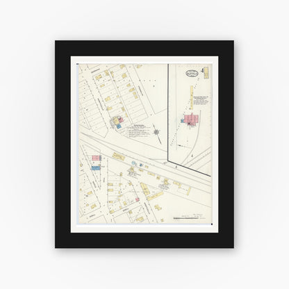 Old map wall art mockup — black gallery frame with white mat — Sanborn Fire Insurance Map from Buffalo, Wright County, Minnesota (1915), Sheet #0004