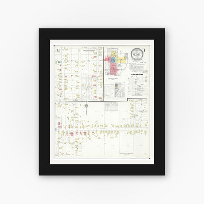Old map wall art mockup — black gallery frame with white mat — Sanborn Fire Insurance Map from Bethel, Clermont County, Ohio (1933) - Complete Map Set