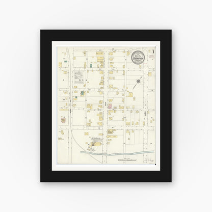 Old map wall art mockup — black gallery frame with white mat — Sanborn Fire Insurance Map from Grampian, Clearfield County, Pennsylvania (1910) - Complete Map Set