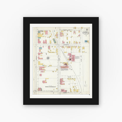 Old map wall art mockup — black gallery frame with white mat — Sanborn Fire Insurance Map from Winchester, Independent Cities, Virginia (1903), Sheet #0005