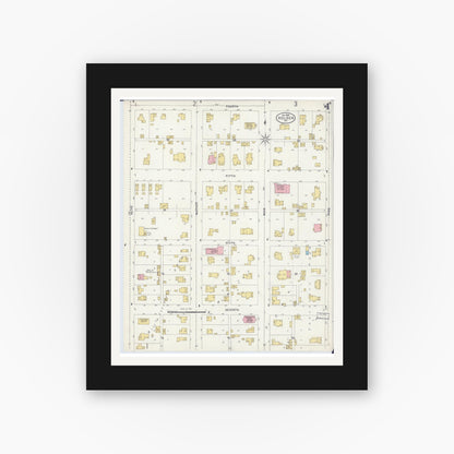 Old map wall art mockup — black gallery frame with white mat — Sanborn Fire Insurance Map from Holden, Johnson County, Missouri (1898), Sheet #0004