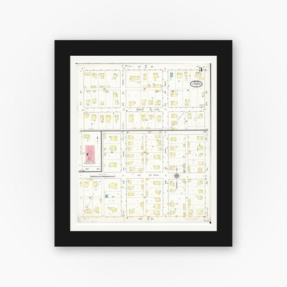 Old map wall art mockup — black gallery frame with white mat — Sanborn Fire Insurance Map from Logan, Harrison County, Iowa (1913), Sheet #0003