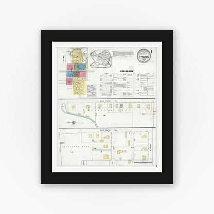 Old map wall art mockup — black gallery frame with white mat — Sanborn Fire Insurance Map from Strawn, Palo Pinto County, Texas (1920) - Complete Map Set