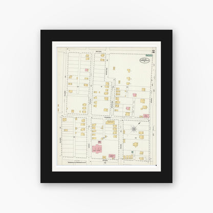 Old map wall art mockup — black gallery frame with white mat — Sanborn Fire Insurance Map from Coraopolis, Allegheny County, Pennsylvania (1902), Sheet #0002
