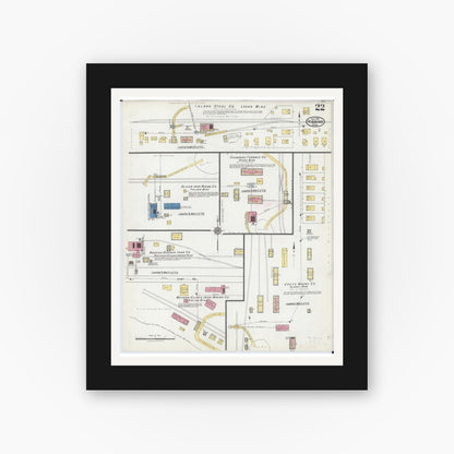 Old map wall art mockup — black gallery frame with white mat — Sanborn Fire Insurance Map from Hibbing, Saint Louis County, Minnesota (1921), Sheet #0022