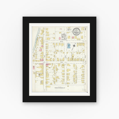 Old map wall art mockup — black gallery frame with white mat — Sanborn Fire Insurance Map from Reedsville, Mifflin County, Pennsylvania (1910) - Complete Map Set