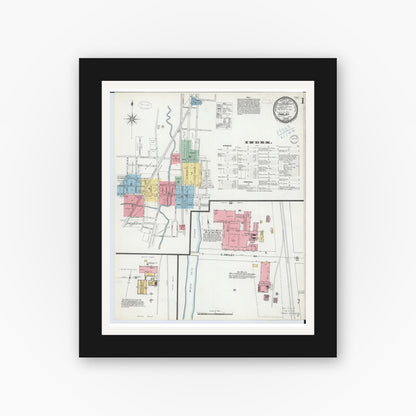 Old map wall art mockup — black gallery frame with white mat — Sanborn Fire Insurance Map from Shelby, Richland County, Ohio (1899) - Complete Map Set