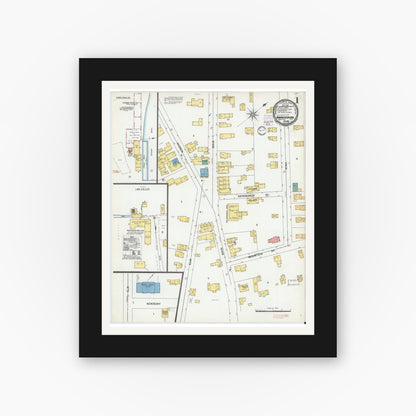 Old map wall art mockup — black gallery frame with white mat — Sanborn Fire Insurance Map from Warrensburg, Warren County, New York (1901) - Complete Map Set
