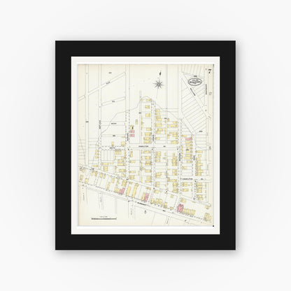 Old map wall art mockup — black gallery frame with white mat — Sanborn Fire Insurance Map from Duquesne, Allegheny County, Pennsylvania (1907), Sheet #0007