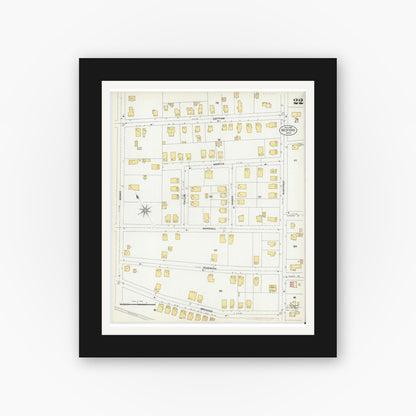 Old map wall art mockup — black gallery frame with white mat — Sanborn Fire Insurance Map from Medford, Middlesex County, Massachusetts (1903), Sheet #0022