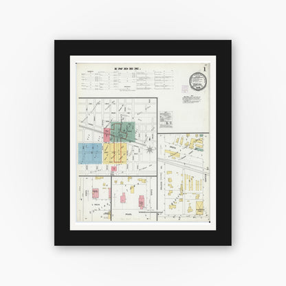 Old map wall art mockup — black gallery frame with white mat — Sanborn Fire Insurance Map from Geneseo, Henry County, Illinois (1901) - Complete Map Set