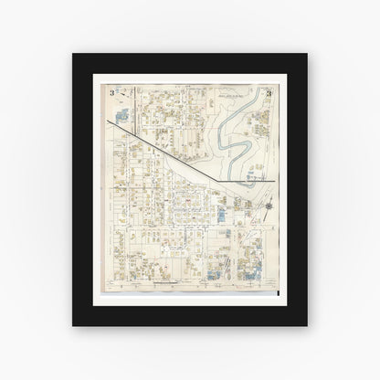 Old map wall art mockup — black gallery frame with white mat — Sanborn Fire Insurance Map from Wahiawa, Honolulu County, Hawaii (1957), Sheet #0003