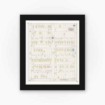 Old map wall art mockup — black gallery frame with white mat — Sanborn Fire Insurance Map from Two Harbors, Lake County, Minnesota (1914), Sheet #0010