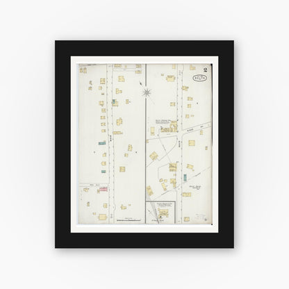 Old map wall art mockup — black gallery frame with white mat — Sanborn Fire Insurance Map from Delta, York County, Pennsylvania (1894), Sheet #0002