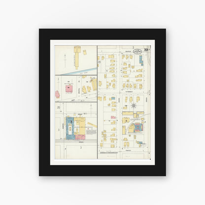 Old map wall art mockup — black gallery frame with white mat — Sanborn Fire Insurance Map from Lockport, Niagara County, New York (1903), Sheet #0019