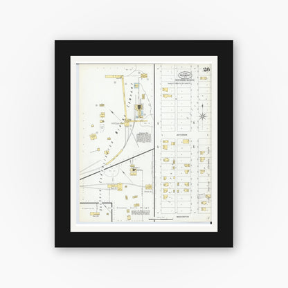 Old map wall art mockup — black gallery frame with white mat — Sanborn Fire Insurance Map from Red Jacket, Houghton County, Michigan (1900), Sheet #0026