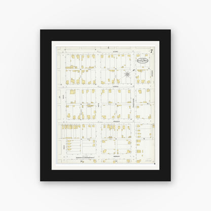 Old map wall art mockup — black gallery frame with white mat — Sanborn Fire Insurance Map from Osceola Mills, Clearfield County, Pennsylvania (1904), Sheet #0007