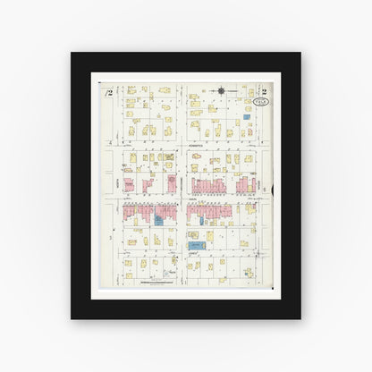 Old map wall art mockup — black gallery frame with white mat — Sanborn Fire Insurance Map from Yale, Saint Clair County, Michigan (1924), Sheet #0002