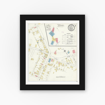Old map wall art mockup — black gallery frame with white mat — Sanborn Fire Insurance Map from Egypt, Lehigh County, Pennsylvania (1911) - Complete Map Set