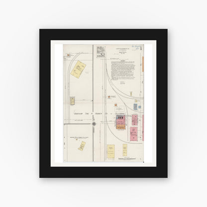 Old map wall art mockup — black gallery frame with white mat — Sanborn Fire Insurance Map from Los Angeles Co., Los Angeles County, California (1921) - Complete Map Set