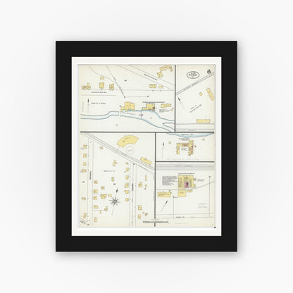 Old map wall art mockup — black gallery frame with white mat — Sanborn Fire Insurance Map from Sidney, Delaware County, New York (1903), Sheet #0006