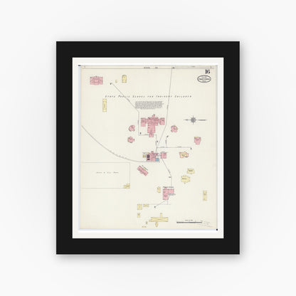 Old map wall art mockup — black gallery frame with white mat — Sanborn Fire Insurance Map from Owatonna, Steele County, Minnesota (1915), Sheet #0016