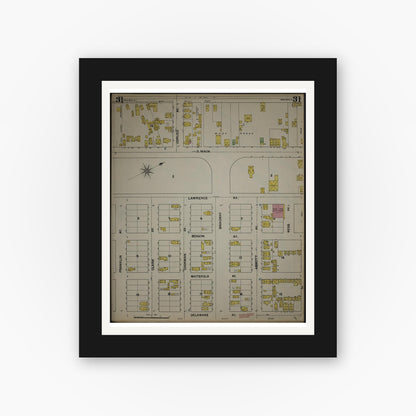 Old map wall art mockup — black gallery frame with white mat — Sanborn Fire Insurance Map from New Jersey Coast, New Jersey Coast, New Jersey (1890), Sheet #0031