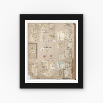Old map wall art mockup — black gallery frame with white mat — Sanborn Fire Insurance Map from Calexico, Imperial County, California (1956), Sheet #0014