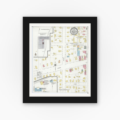 Old map wall art mockup — black gallery frame with white mat — Sanborn Fire Insurance Map from Bronson, Branch County, Michigan (1916) - Complete Map Set