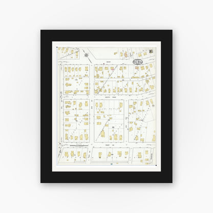 Old map wall art mockup — black gallery frame with white mat — Sanborn Fire Insurance Map from Red Wing, Goodhue County, Minnesota (1917), Sheet #0016