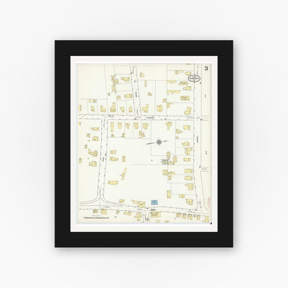 Old map wall art mockup — black gallery frame with white mat — Sanborn Fire Insurance Map from Windsor, Broome County, New York (1912), Sheet #0003