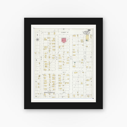 Old map wall art mockup — black gallery frame with white mat — Sanborn Fire Insurance Map from Cloquet, Carlton County, Minnesota (1901), Sheet #0010